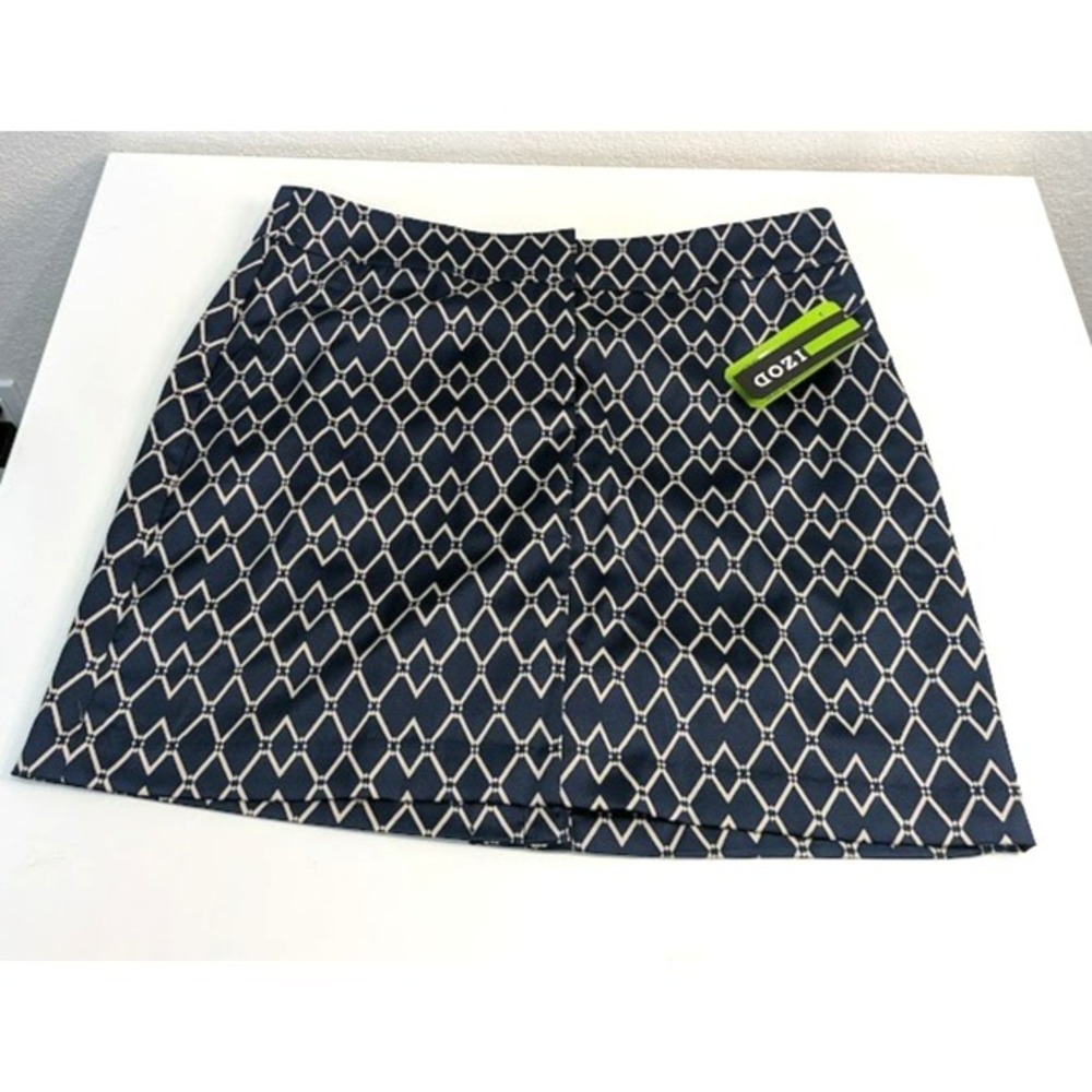 Izod Golf Skort‎ Navy Khaki Geometric Women's Size 10 New With Tags Pickleball